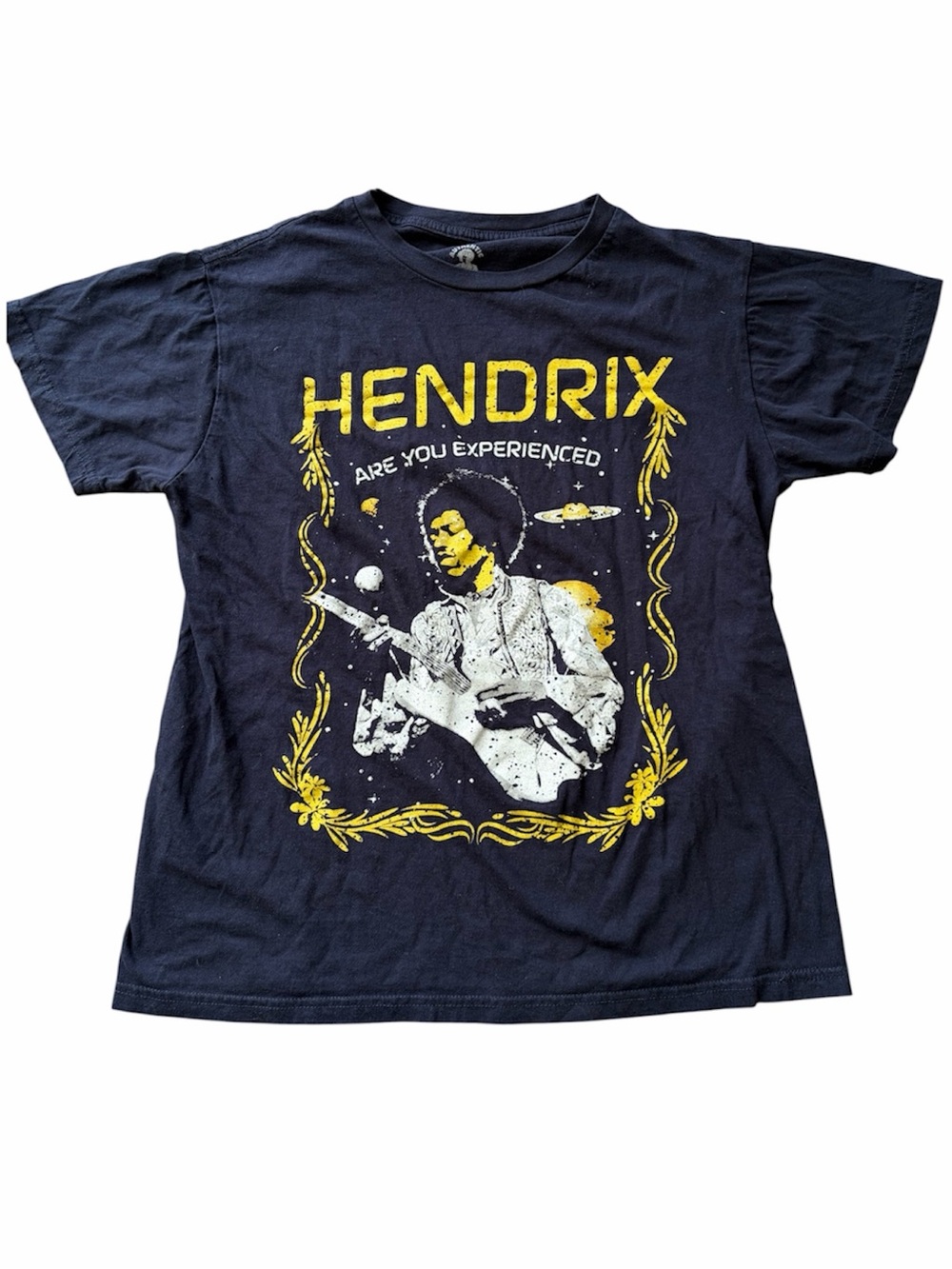 Jimi Hendrix Are You Experienced Graphic Band T Shirt Navy Blue Rock Music Tee